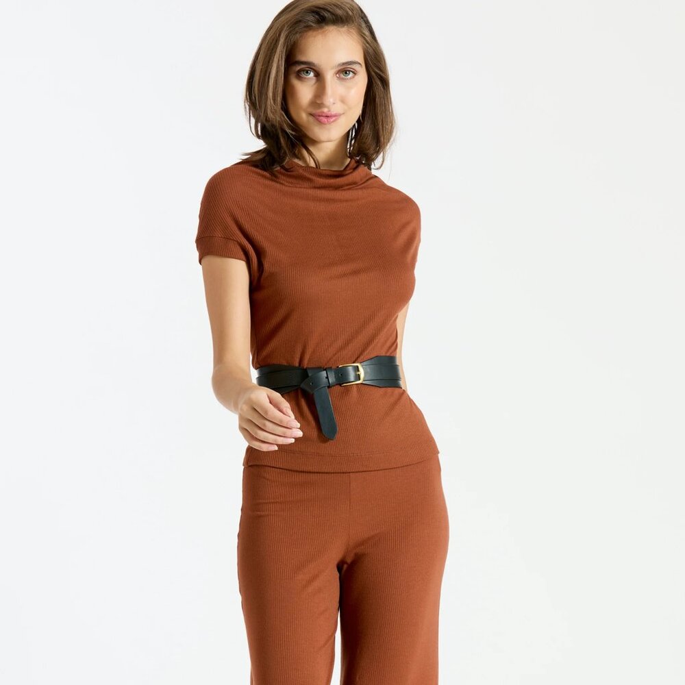 Dry Martini Clothing Stress Less Top Pecan TENCEL XS